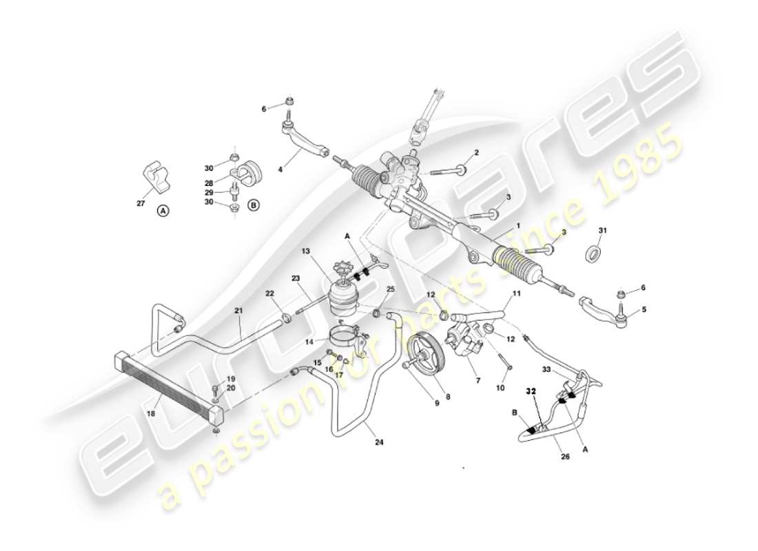 aston martin vanquish (2007) servosterzo diagramma delle parti