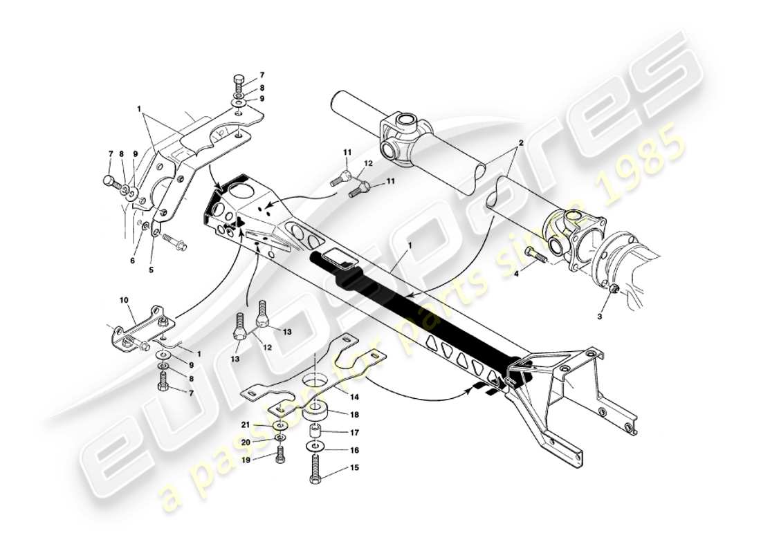 aston martin v8 coupe (1999) diagramma delle parti del tubo di torsione e dell'albero dell'elica