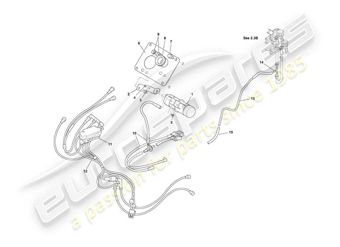aston martin db7 vantage (2003) schema delle parti del sistema di vuoto