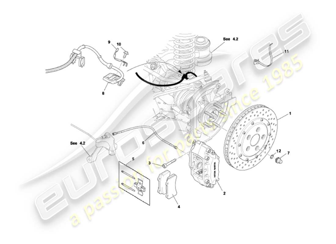 aston martin vanquish (2007) freni posteriori diagramma delle parti