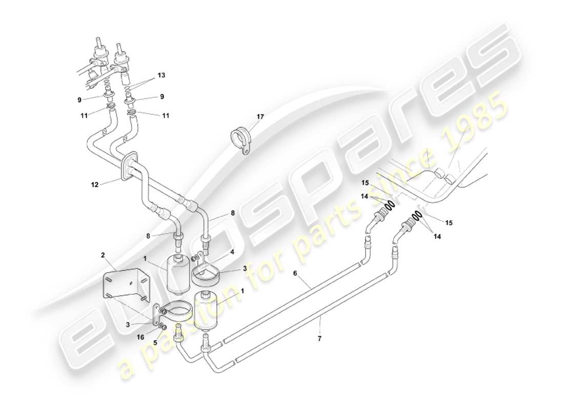 aston martin db7 vantage (2002) schema delle parti del sistema di alimentazione