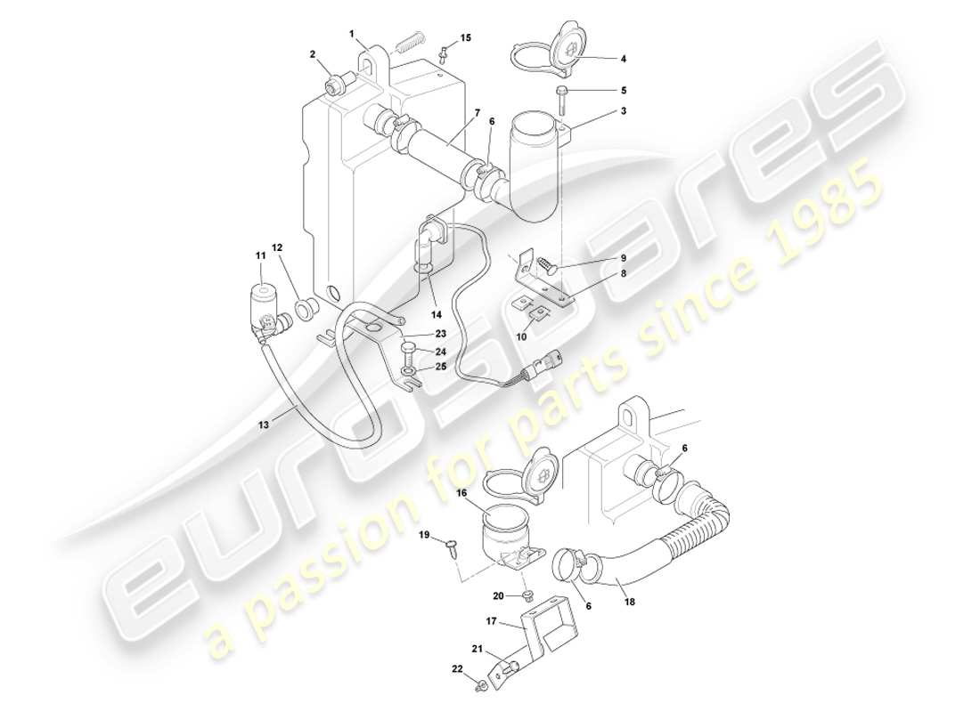 aston martin db7 vantage (2002) schema delle parti delle rondelle del parabrezza