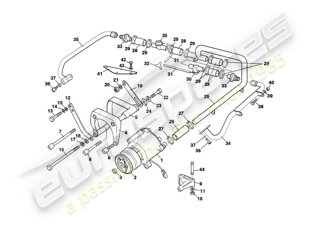 aston martin v8 coupe (1999) sistema di iniezione dell'aria secondaria diagramma delle parti