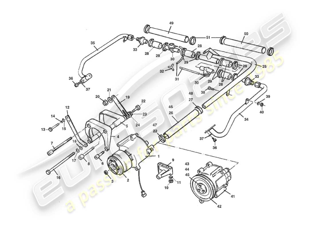 aston martin v8 virage (1999) schema delle parti del sistema di iniezione dell'aria secondaria