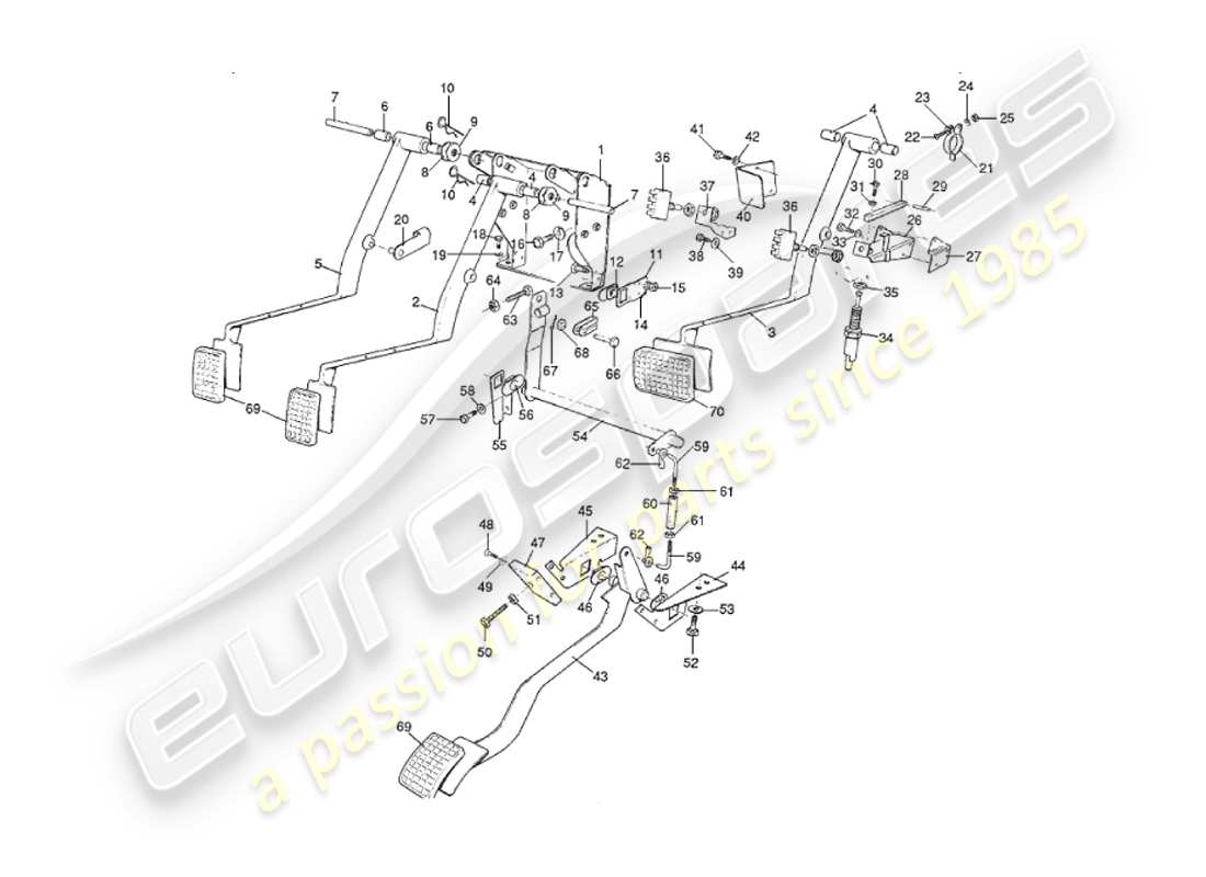 aston martin v8 virage (1999) diagramma delle parti dell'ingranaggio del pedale