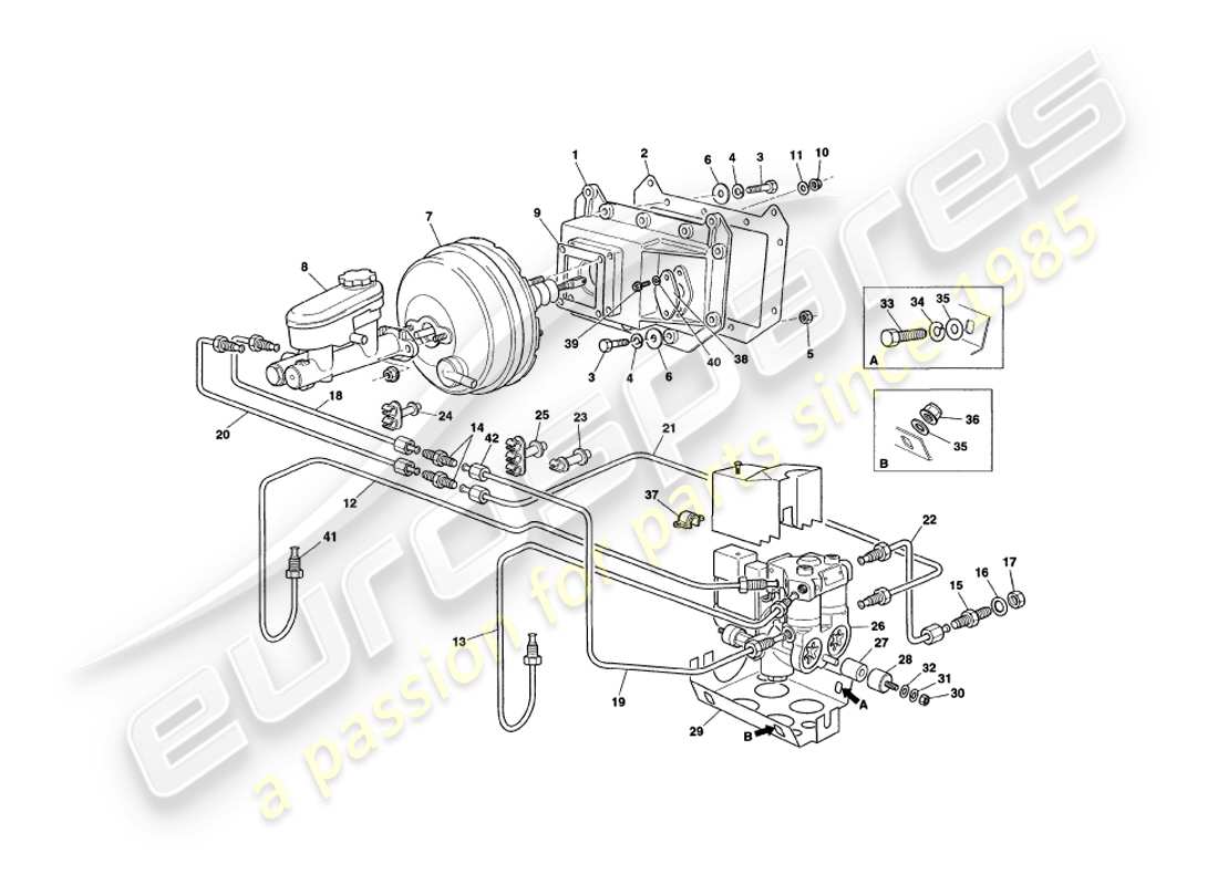 aston martin v8 coupe (2000) diagramma delle parti del servo e del modulatore