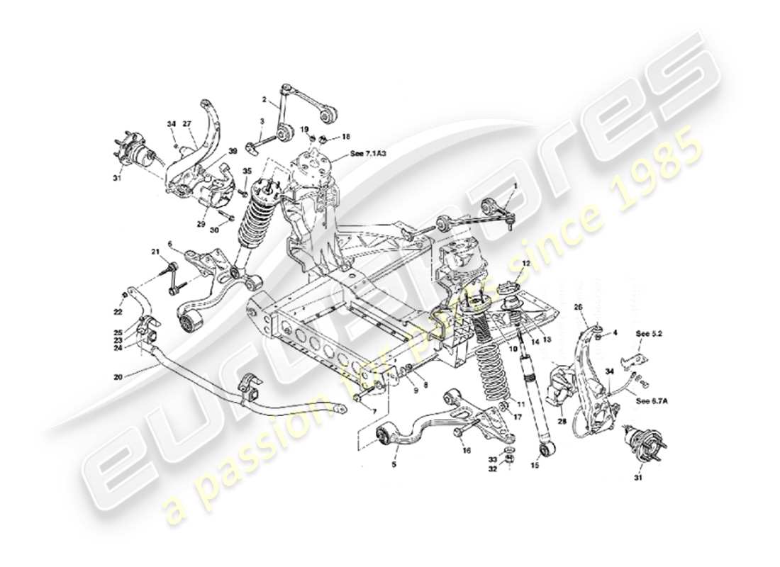 aston martin vanquish (2002) sospensioni anteriori diagramma delle parti