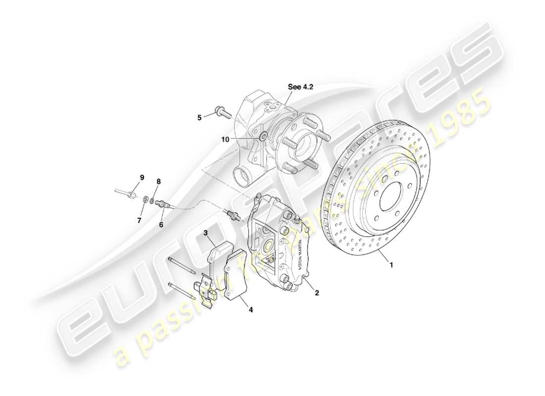 aston martin db7 vantage (2000) diagramma delle parti dei freni posteriori