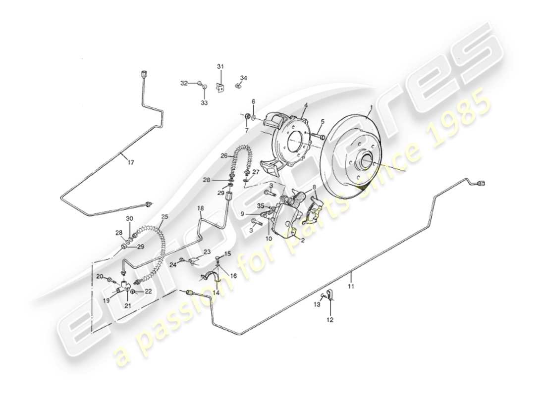 aston martin v8 virage (1999) diagramma delle parti dei freni posteriori