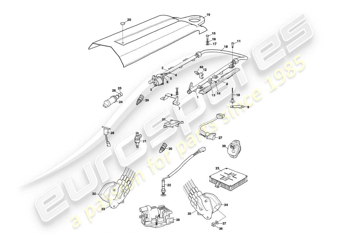 aston martin v8 coupe (1999) iniezione elettronica del carburante diagramma delle parti