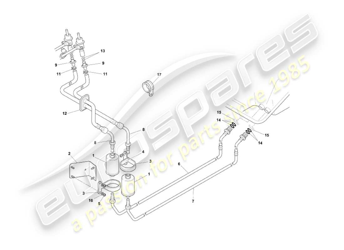 aston martin db7 vantage (2004) schema delle parti del sistema di alimentazione