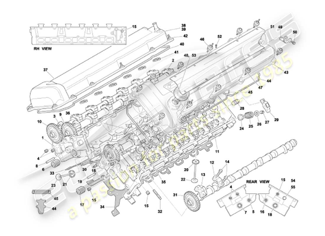 aston martin vanquish (2002) teste dei cilindri diagramma delle parti