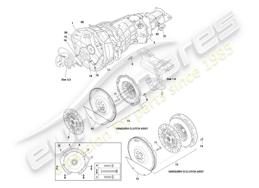 aston martin vanquish (2002) cambio e frizione asm diagramma delle parti
