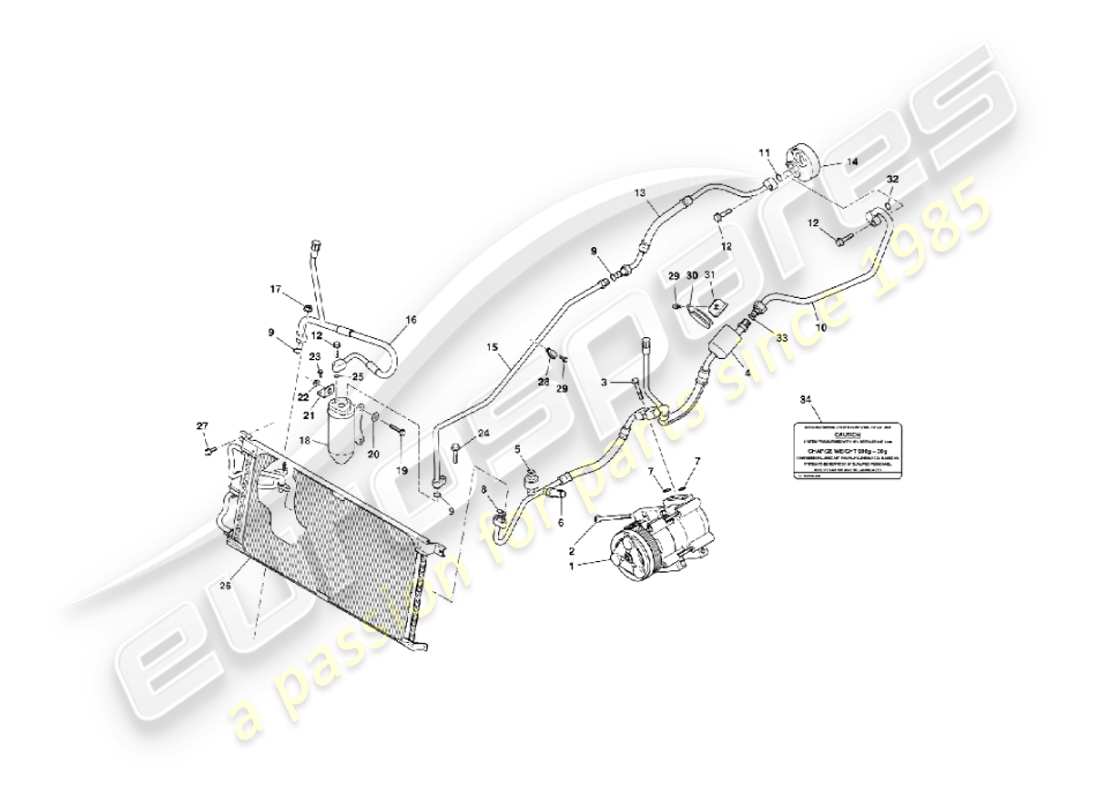 aston martin vanquish (2004) installazione nel vano motore diagramma delle parti
