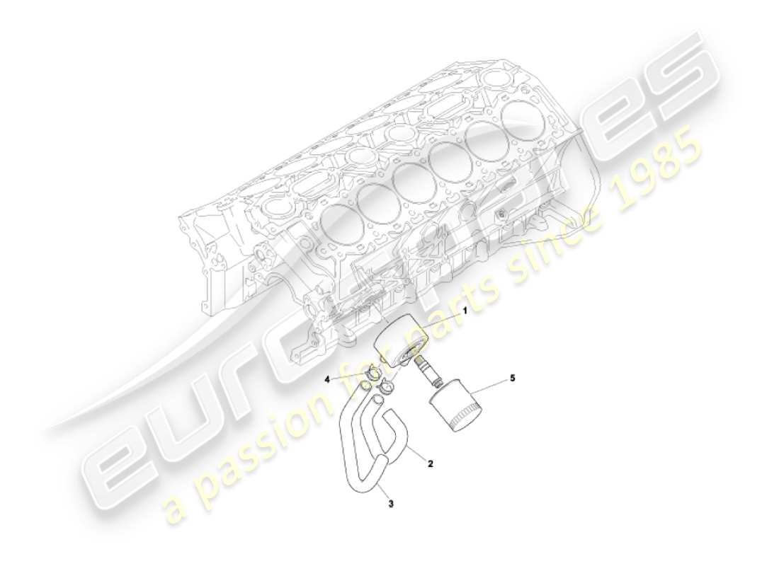 aston martin vanquish (2005) sistema di raffreddamento dell'olio diagramma delle parti