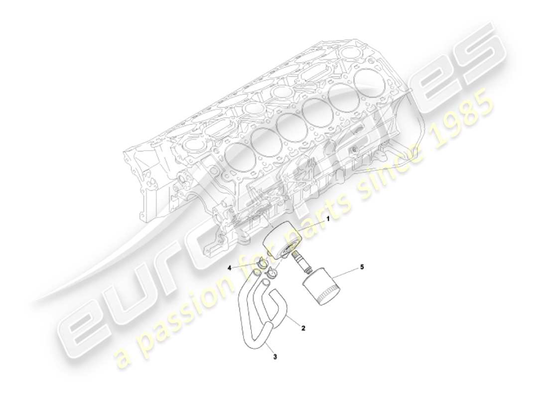 aston martin vanquish (2004) sistema di raffreddamento dell'olio diagramma delle parti
