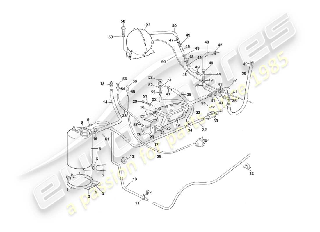 aston martin v8 virage (1999) sistema di vuoto diagramma delle parti