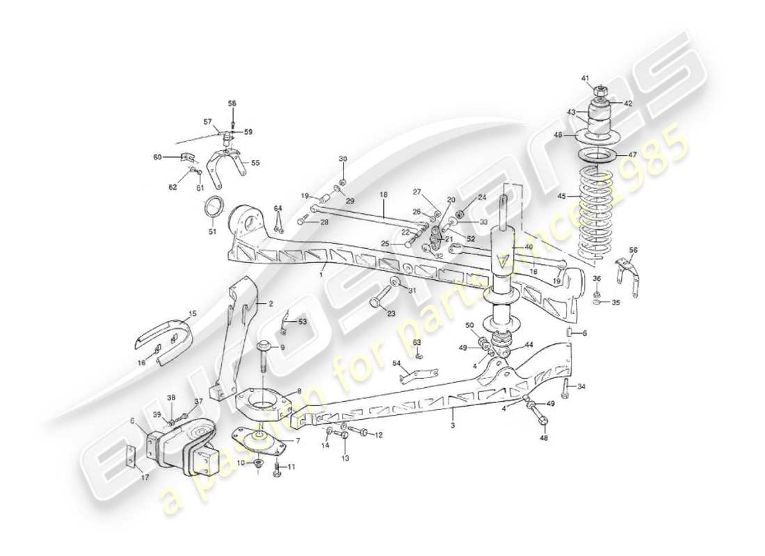 aston martin v8 virage (2000) sospensione posteriore diagramma delle parti