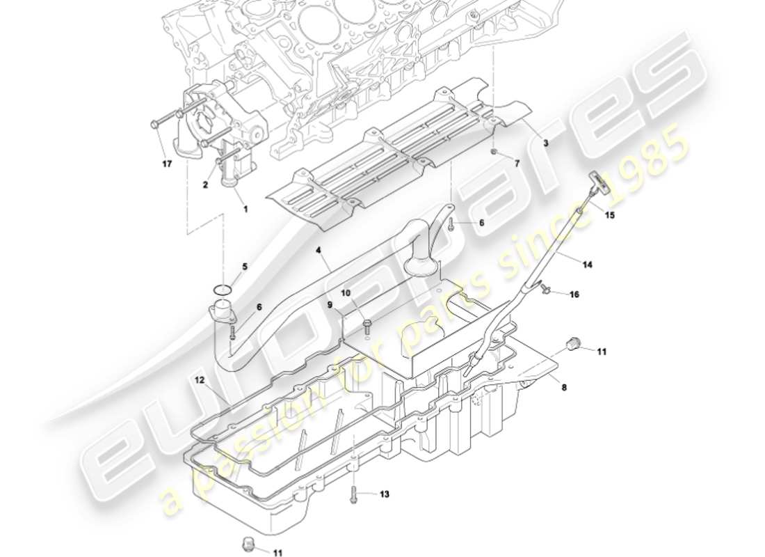 aston martin vanquish (2002) pompa e coppa dell'olio diagramma delle parti