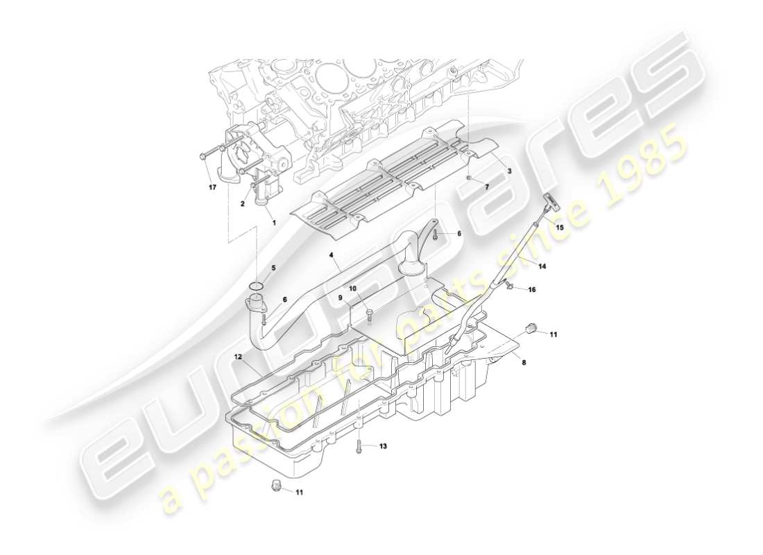 aston martin vanquish (2005) pompa e coppa dell'olio diagramma delle parti