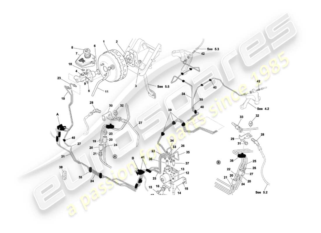aston martin vanquish (2003) servofreno e modulatore diagramma delle parti