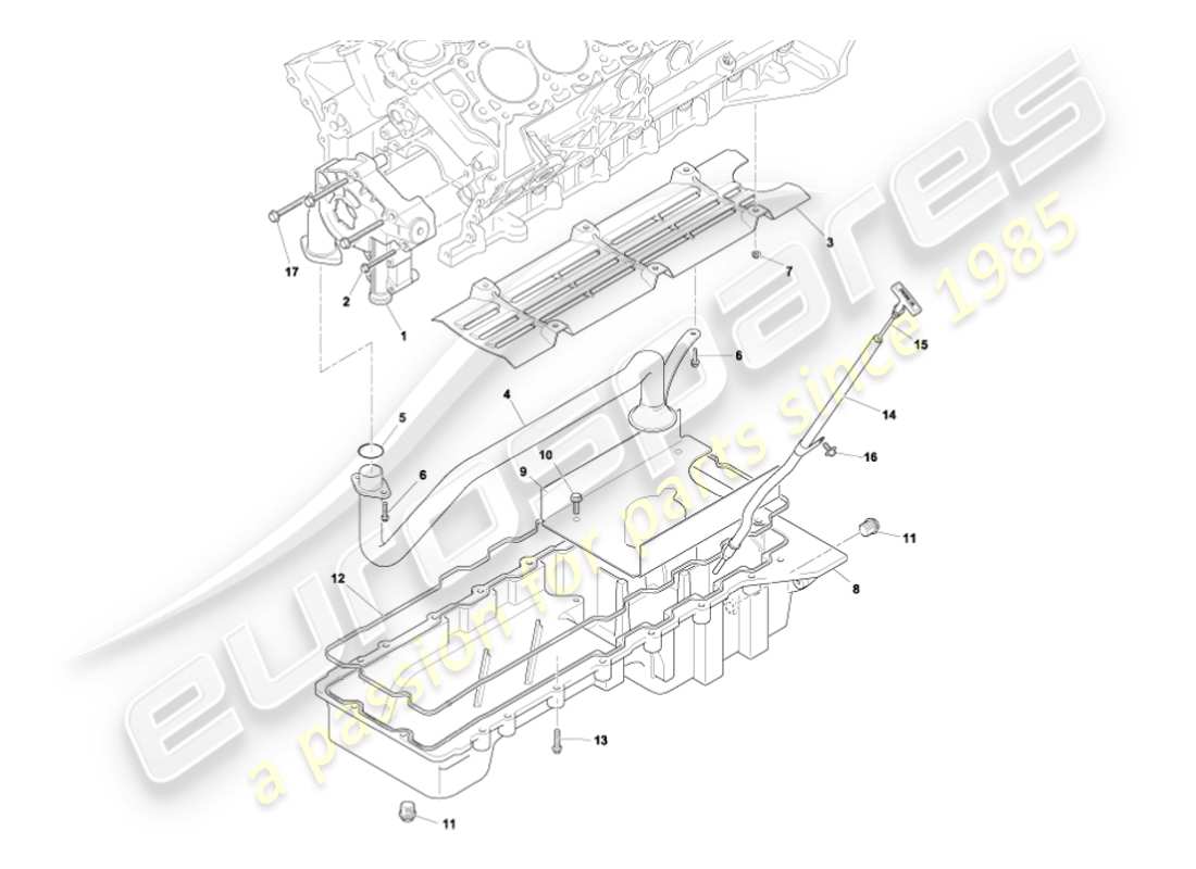 aston martin vanquish (2003) diagramma delle parti della pompa dell'olio e della coppa