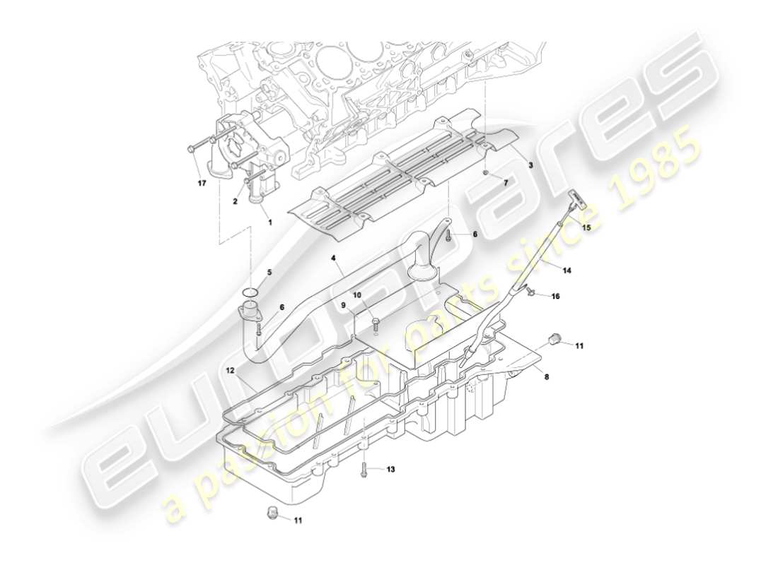aston martin vanquish (2006) pompa e coppa dell'olio diagramma delle parti