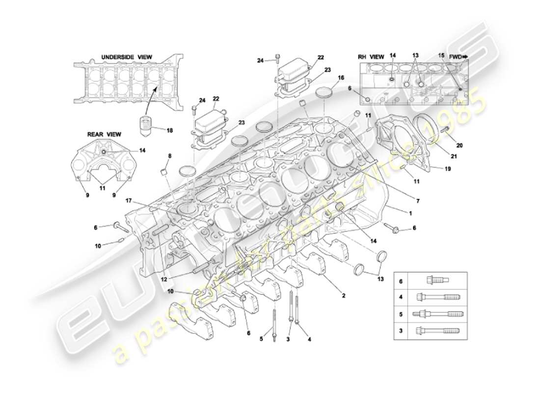 aston martin vanquish (2007) blocco cilindro diagramma delle parti