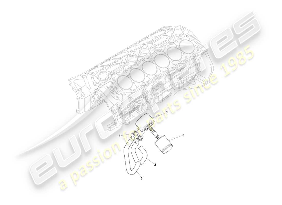 aston martin db7 vantage (2001) diagramma delle parti del sistema di raffreddamento dell'olio