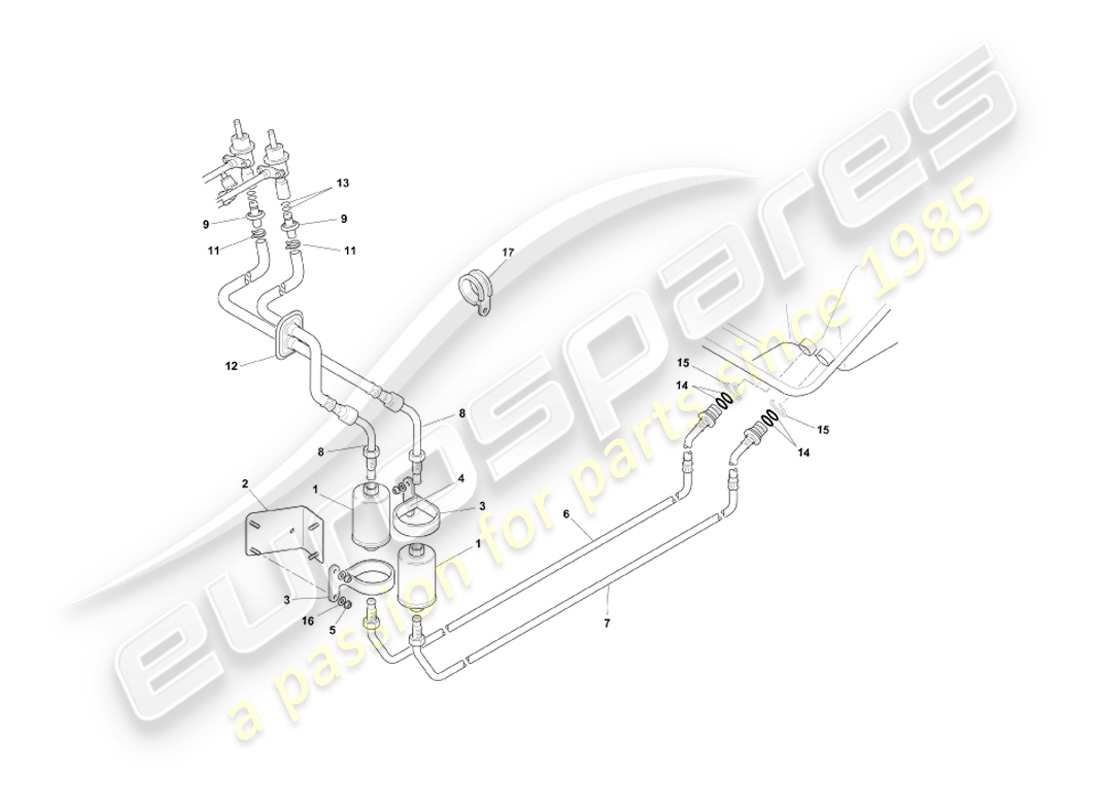 aston martin db7 vantage (2000) schema delle parti del sistema di alimentazione