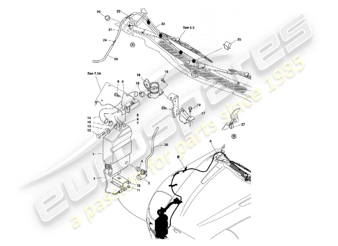 aston martin vanquish (2007) lavavetri diagramma delle parti