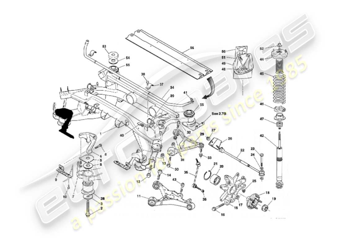 aston martin vanquish (2007) sospensione posteriore diagramma delle parti