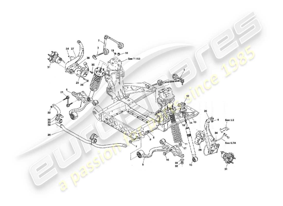 aston martin vanquish (2003) sospensioni anteriori diagramma delle parti