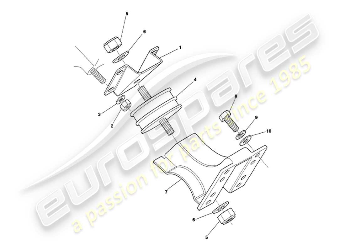 aston martin v8 volante (1997) supporti del motore diagramma delle parti