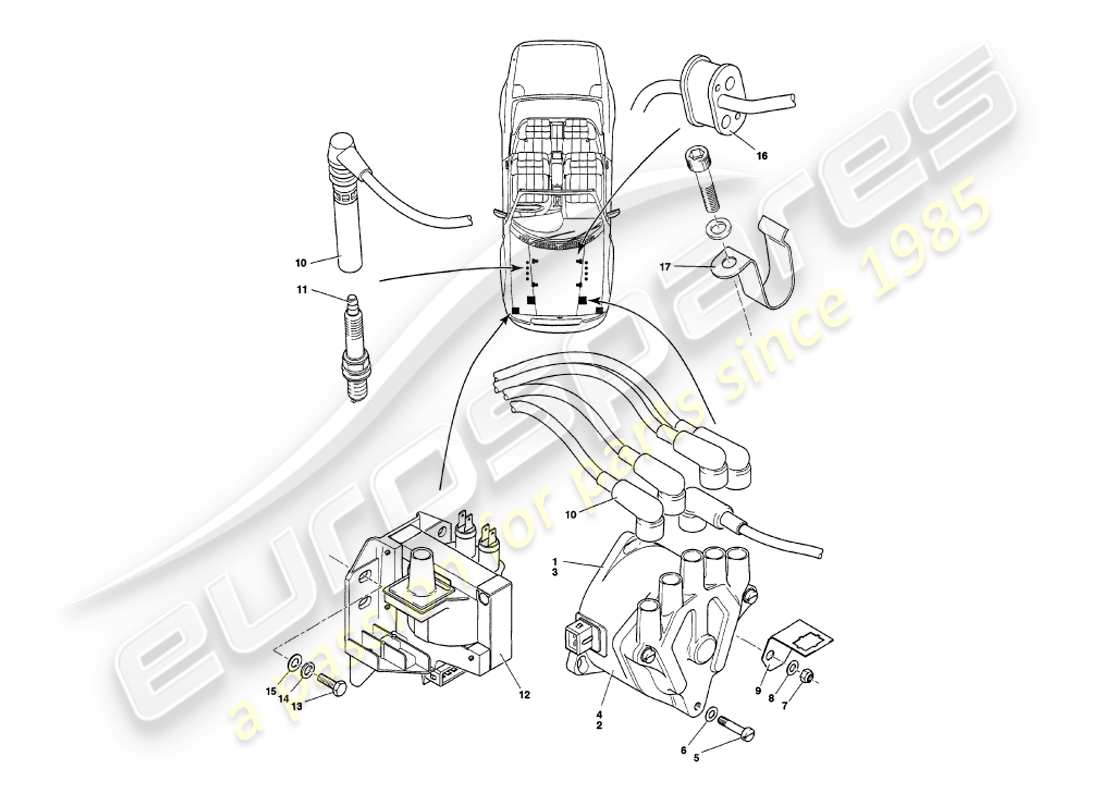 aston martin v8 volante (1997) componenti elettrici del motore diagramma delle parti