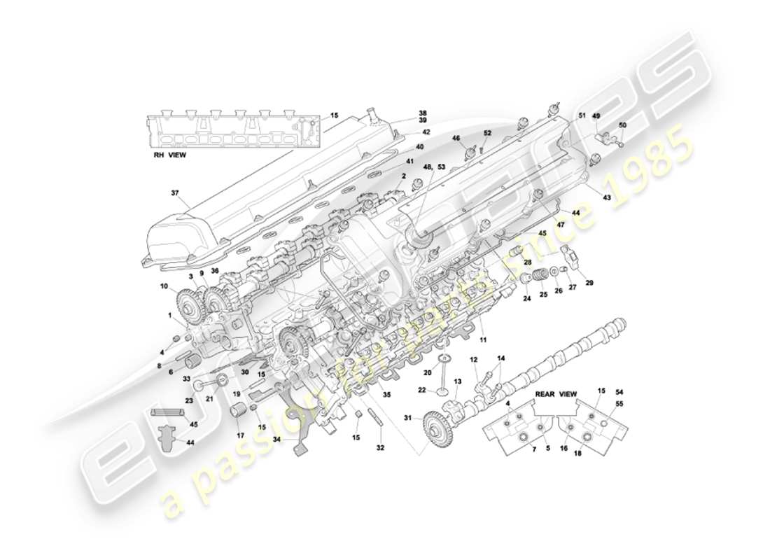 aston martin vanquish (2004) teste dei cilindri diagramma delle parti