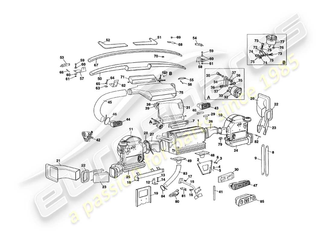 aston martin v8 coupe (1999) diagramma delle parti dell'installazione interna