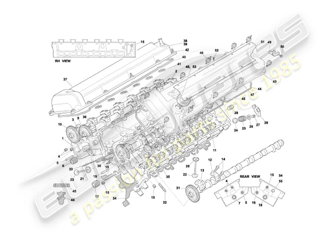 aston martin vanquish (2003) teste dei cilindri diagramma delle parti