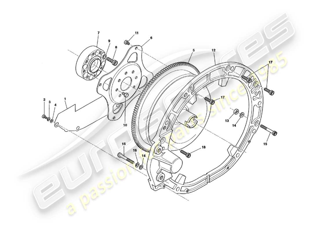 aston martin v8 volante (1997) diagramma delle parti del convertitore di coppia