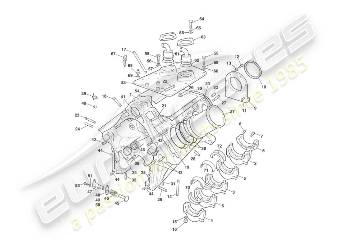 aston martin v8 virage (1999) diagramma delle parti del blocco cilindri
