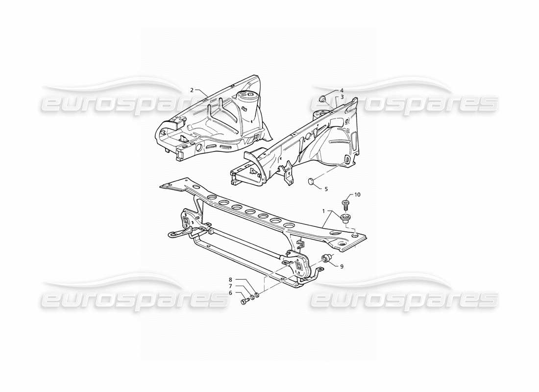 maserati qtp v6 (1996) body shell: front panel and inner wheelarches part diagram