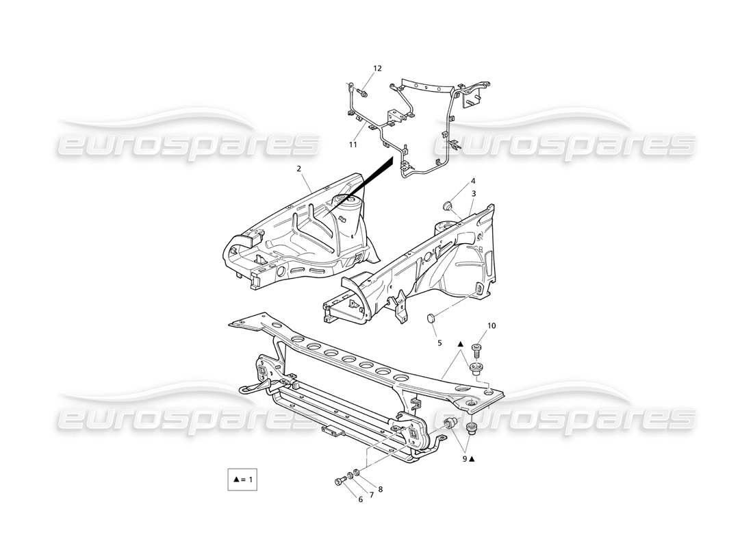 maserati qtp v6 evoluzione scocca della carrozzeria: diagramma delle parti del pannello anteriore e dei passaruota interni