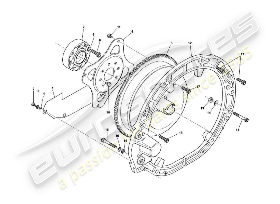 aston martin v8 volante (1999) diagramma delle parti del convertitore di coppia