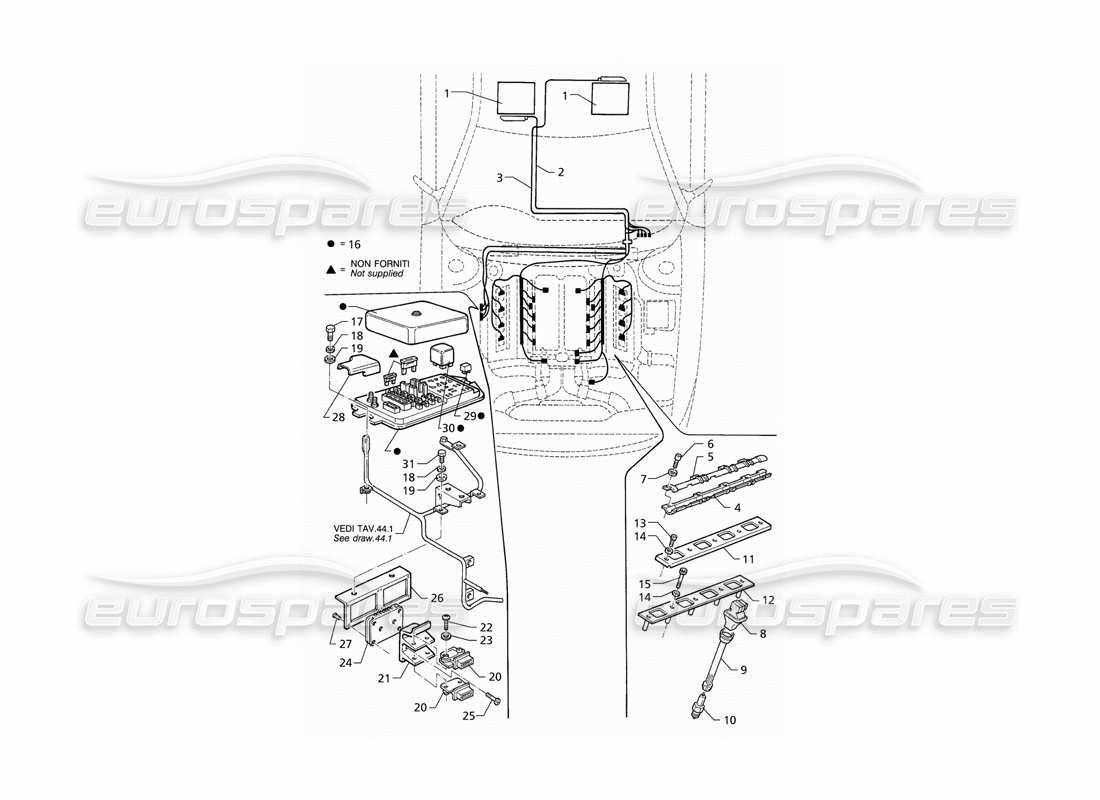 maserati qtp v8 (1998) sistema di accensione (rhd) diagramma delle parti