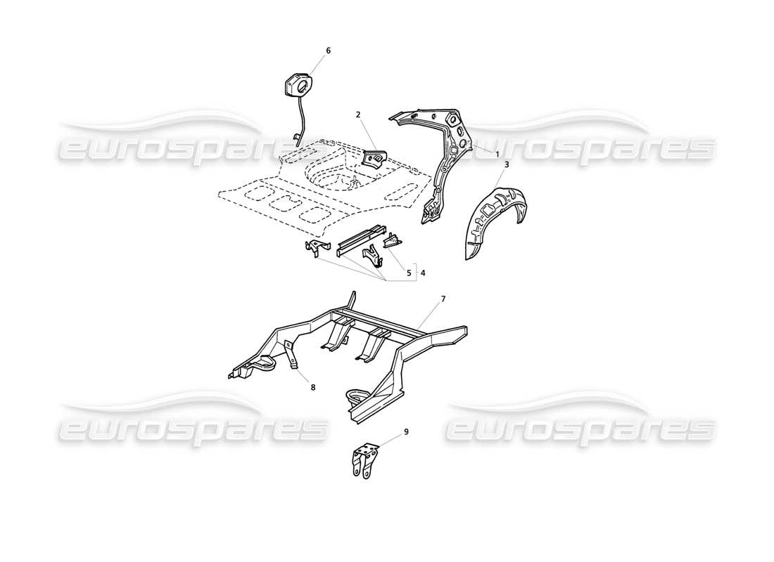 maserati qtp v8 evoluzione scocca della carrozzeria: diagramma delle parti della struttura esterna posteriore