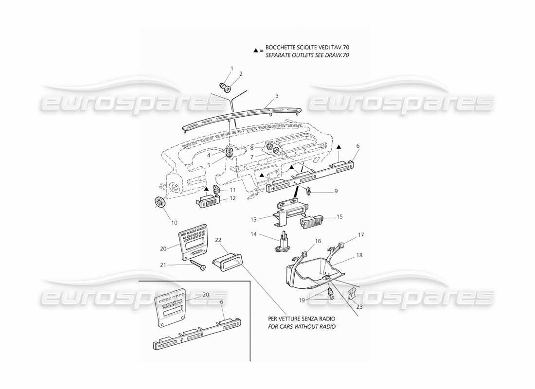 maserati qtp v8 evoluzione cruscotto: componenti diagramma delle parti