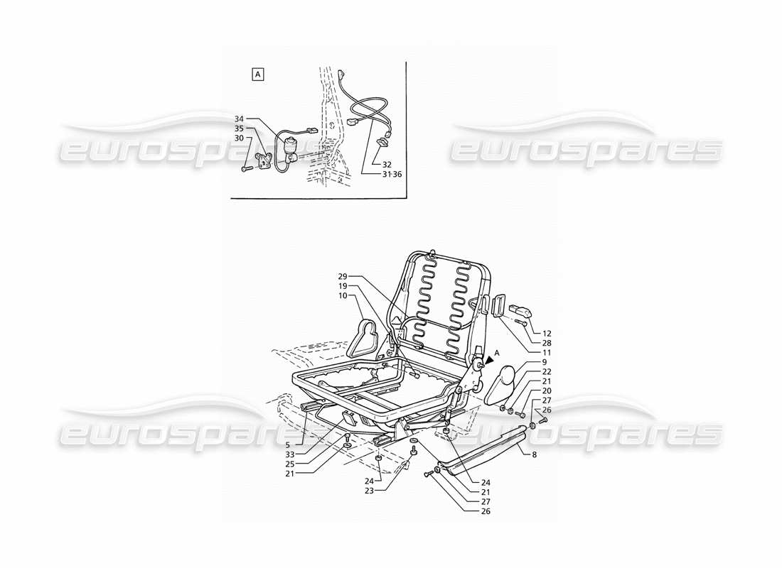 maserati ghibli 2.8 (abs) struttura sedili anteriori diagramma delle parti