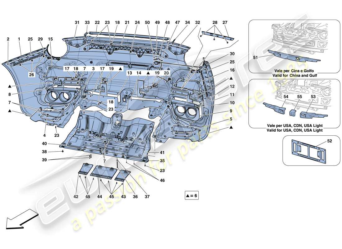 ferrari f12 tdf (usa) paraurti posteriore diagramma delle parti