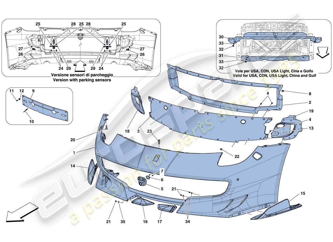 ferrari f12 tdf (usa) paraurti anteriore diagramma delle parti