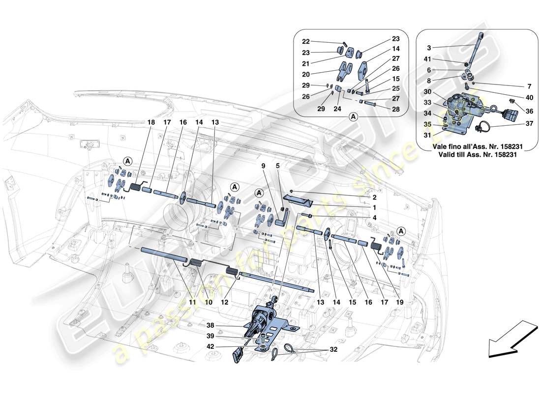 ferrari 488 spider (rhd) aero attivo posteriore diagramma delle parti